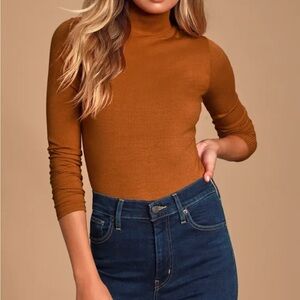 Lulus ribbed Women's orange Turtleneck Top
